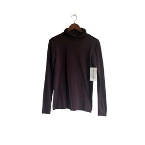 Athleta Women's Forte Turtleneck Top‎ Long Sleeve Burgundy Black New NWT